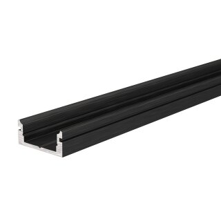 Deko-Light, Profil, U-Profil flach AU-01-10, 10 - 11,3 mm LED Stripes, Aluminium, Schwarz, Eloxiert, Tiefe: 2000 mm, Breite: 16 mm, Höhe: 7 mm