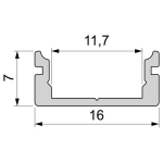 Deko-Light, Profil, U-Profil flach AU-01-10, 10 - 11,3 mm LED Stripes, Aluminium, Schwarz, Eloxiert, Tiefe: 2000 mm, Breite: 16 mm, Höhe: 7 mm