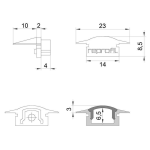 Deko-Light, Profil Endkappe, Endkappe F-ET-01-08 Set 2 Stk, Kunststoff, Weiß, Tiefe: 23 mm, Breite: 16 mm, Höhe: 8.5 mm