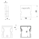 Deko-Light, Profil Endkappe, Endkappe H-AU-02-12 Set 2 Stk, Kunststoff, Schwarz, Tiefe: 18 mm, Breite: 6 mm, Höhe: 20 mm