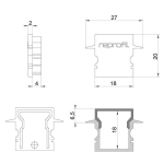 Deko-Light, Profil Endkappe, Endkappe H-ET-02-12 Set 2 Stk, Kunststoff, Schwarz, Tiefe: 27 mm, Breite: 6 mm, Höhe: 20 mm