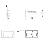 Deko-Light, Profil Endkappe, Endkappe H-AU-01-15 Set 2 Stk, Kunststoff, Schwarz, Tiefe: 21 mm, Breite: 6 mm, Höhe: 12 mm