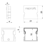 Deko-Light, Profil Endkappe, Endkappe H-AU-02-15 Set 2 Stk, Kunststoff, Weiß, Tiefe: 21 mm, Breite: 6 mm, Höhe: 20 mm