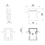 Deko-Light, Profil Endkappe, Endkappe H-ET-02-08 Set 2 Stk, Kunststoff, Schwarz, Tiefe: 23 mm, Breite: 6 mm, Höhe: 20 mm