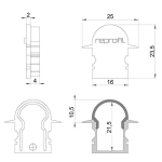 Deko-Light, Profil Endkappe, Endkappe R-ET-02-10 Set 2 Stk, Kunststoff, Weiß, Tiefe: 25 mm, Breite: 6 mm, Höhe: 23.5 mm