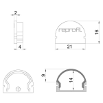 Deko-Light, Profil Endkappe, Endkappe R-AU-01-15 Set 2 Stk, Kunststoff, Weiß, Tiefe: 21 mm, Breite: 6 mm, Höhe: 16 mm