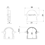 Deko-Light, Profil Endkappe, Endkappe R-ET-02-15 Set 2 Stk, Kunststoff, Schwarz, Tiefe: 30 mm, Breite: 6 mm, Höhe: 24 mm