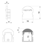 Deko-Light, Profil Endkappe, Endkappe L-AU-02-10 Set 2 Stk, Kunststoff, Schwarz, Tiefe: 16 mm, Breite: 6 mm, Höhe: 19 mm