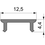 Deko-Light, Profil Abdeckung, Abdeckung P-01-08, Kunststoff, Transparent 95% Transmission, Tiefe: 2000 mm, Breite: 12.5 mm, Höhe: 4.4 mm