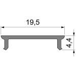 Deko-Light, Profil Abdeckung, Abdeckung P-01-15, Kunststoff, Transparent 95% Transmission, Tiefe: 1000 mm, Breite: 19.5 mm, Höhe: 4.4 mm