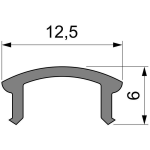 Deko-Light, Profil Abdeckung, Abdeckung F-01-08, Kunststoff, Teiltransparent 75% Transmission, Tiefe: 2000 mm, Breite: 12.5 mm, Höhe: 6 mm