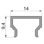 Deko-Light, Profil Abdeckung, Abdeckung H-01-08, Kunststoff, Satiniert 40% Transmission, Tiefe: 2000 mm, Breite: 14 mm, Höhe: 9.4 mm