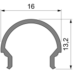 Deko-Light, Profil Abdeckung, Abdeckung R-01-10, Kunststoff, Teiltransparent 75% Transmission, Tiefe: 3000 mm, Breite: 16 mm, Höhe: 13.15 mm