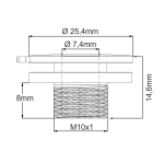 Nippel für Stromschienenadapter | Messing vernickelt | drehbar - gerade Ausführung | M10x1 Gewindelänge 8mm