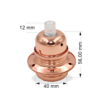 E27 Fassung mit Außengewinde & Stein & 2 Stellringe & transparenter Zugentlastung | Metall | Kupfer / Rosegold