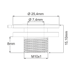 Nippel für Stromschienenadapter | Aluminium | drehbar - abgerundete Ausführung | M10x1 Gewindelänge 8mm