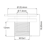 Nippel für Stromschienenadapter | Aluminium | drehbar - abgerundete Ausführung | M10x1 Gewindelänge 12mm