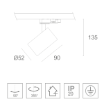 Sintra LED 3-Phasen Schienenstrahler 7W 674-775lm CRI>90, Reflektor 33° Anti-glare, inklusive LED-Treiber Triac dimmbar | 2700-4000K