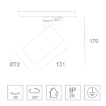 Sintra LED 3-Phasen Schienenstrahler 15W 1393-1561lm CRI>90, Reflektor 33° Anti-glare, inklusive LED-Treiber Triac dimmbar | 2700-4000K