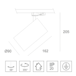 Sintra LED 3-Phasen Schienenstrahler 27W 2786-2902lm CRI>90, Reflektor 33° Anti-glare, inklusive LED-Treiber Triac dimmbar | 2700-4000K