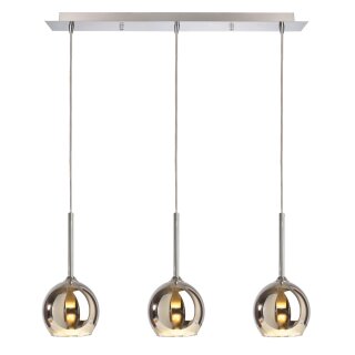 Deko-Light, Pendelleuchte, Bunda, 3x max. 28 W G9, Silber, Eingangsspannung: 220-240 V/AC, Glas, Glänzend, IP 20