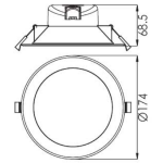 Deko-Light, Deckeneinbauleuchte, Acrux 145 mm, 16 W, DIM, 3000/4000/6000 K, Silber, 1570 lm, Eingangsspannung: 220-240 V/AC, Bemessungsstrom: 130 mA, Kunststoff, Matt, Energieeffizienzklasse: F, IP 20