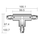 D LINE 3-Phasen Schienensystem T-Verbinder Rechts-Rechts-Links mit Wechselmechanik, Graphitschwarz RAL9011 | 710032