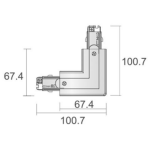 D LINE 3-Phasen Schienensystem 90°-Verbinder Links-Rrechts mit Wechselmechanik, Verkehrsweiß RAL9016 | 710036