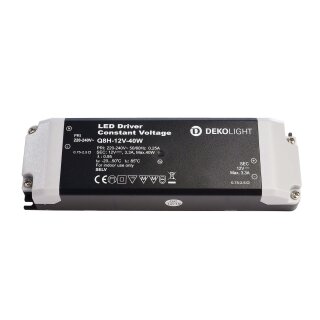 Deko-Light, Netzgerät (CV, DC), BASIC, CV, Q8H-12-40W, Spannungskonstant, 40.0 W, Eingangsspannung: 220-240 V/AC, Ausgangsspannung: 12 V/DC