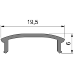 Deko-Light, Profil Abdeckung, Abdeckung F-01-15, Kunststoff, Teiltransparent 75% Transmission, Tiefe: 3000 mm, Breite: 19.5 mm, Höhe: 6 mm