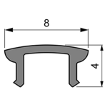 Deko-Light, Profil Abdeckung, Abdeckung F-01-05, PMMA, Satiniert 40% Transmission, Tiefe: 3000 mm, Breite: 8 mm, Höhe: 4 mm