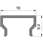 Deko-Light, Profil Abdeckung, Abdeckung H-01-10, Kunststoff, Satiniert 40% Transmission, Tiefe: 4000 mm, Breite: 16 mm, Höhe: 9.4 mm