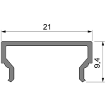 Deko-Light, Profil Abdeckung, Abdeckung H-01-15, PMMA, Satiniert 40% Transmission, Tiefe: 3000 mm, Breite: 21 mm, Höhe: 9.4 mm