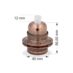 E27 Fassung mit Außengewinde & Stein & 2 Stellringe & transparenter Zugentlastung | Metall | Antik Kupfer