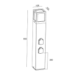 Deko-Light, Energieverteiler, Facado Socket 650 mm, 1x max. 20 W E27, Anthrazit, Eingangsspannung: 220-240 V/AC, Aluminiumdruckguss, IP 54