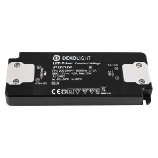 Deko-Light, Netzgerät (CV, DC), FLAT, CV, UT12V/12W, Spannungskonstant, 12.0 W, Eingangsspannung: 220-240 V/AC, Ausgangsspannung: 12 V/DC