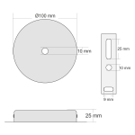 Metall Baldachin Standard mit Bajonett | Ø 100 mm | Höhe 25 mm | Schwarz