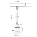 Pendelleuchte mit textilummanteltem Silikonkabel FLEX, Metall Baldachin und E27 Fassung & Schraubring | Antik Kupfer | 2000mm