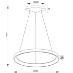 Deko-Light, Pendelleuchte, Merope 600 mm, 42 W, DIM, 3000/4000 K, Schwarz, 3100 lm, Eingangsspannung: 220-240 V/AC, Aluminium, Matt, IP 20