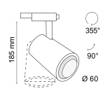 Trackspot 30 Focus 10-50° LED ready GU10 Stromschienenstrahler mit Universal 3-Phasen Adapter