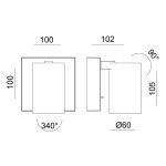 Deko-Light, Wandaufbauleuchte, Can Tilt eckig, 1x 7,5 W GU10, Schwarz, Eingangsspannung: 220-240 V/AC, Aluminium, IP 20