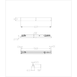 Deko-Light, 3-Phasenleuchte, Linear Pro 60, 20 W, DALI, 3000 K, Weiß, 2850 lm, Stromkonstant, Eingangsspannung: 220-240 V/AC, Aluminium, IP 20